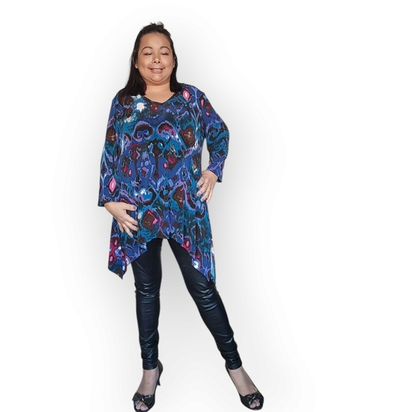 Stylish Blue and Purple Women's Tunic - Picture 12 of 16